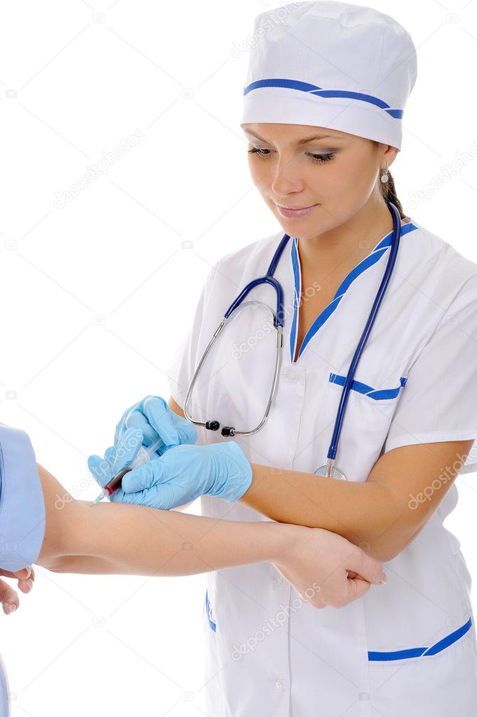 Young doctor makes the patient an injection