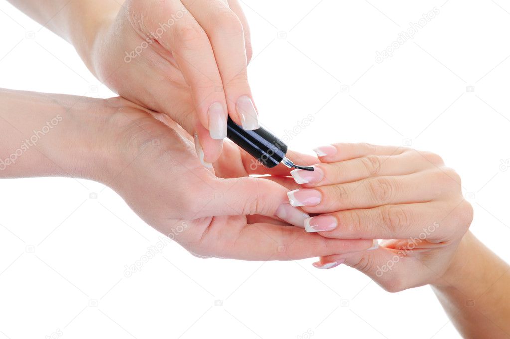 Woman manicures