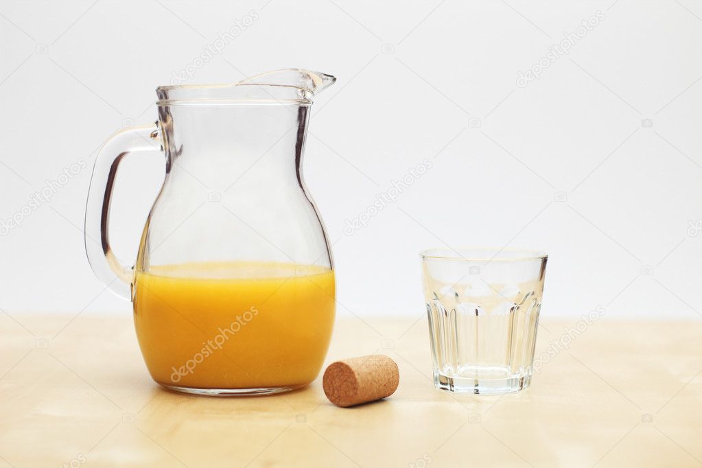 Orange Juice in Flagon with Glass and Cork