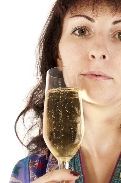 The girl drinks champagne — Stock Photo, Image