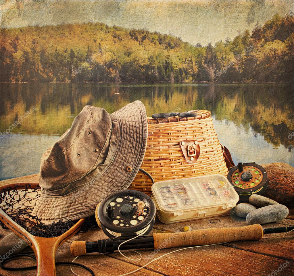 Fly fishing equipment with vintage look — Stock Photo © Sandralise #6845346