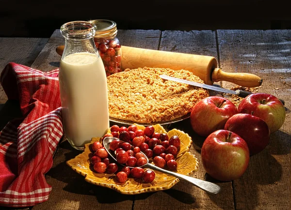 新鲜出炉的苹果和酸果蔓饼图 — 图库照片
