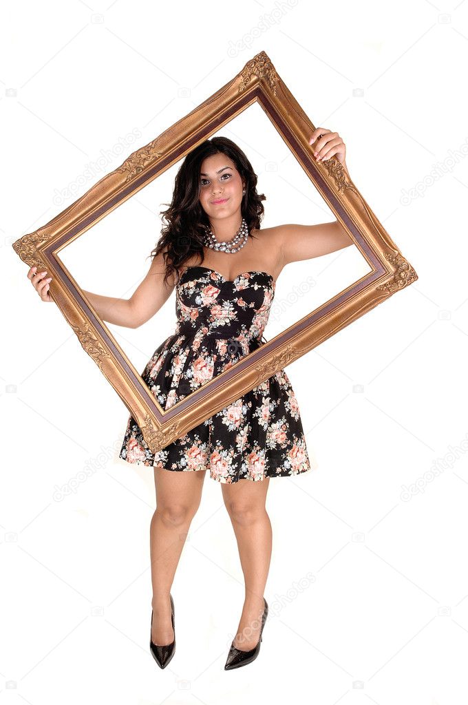 Girl with picture frame.