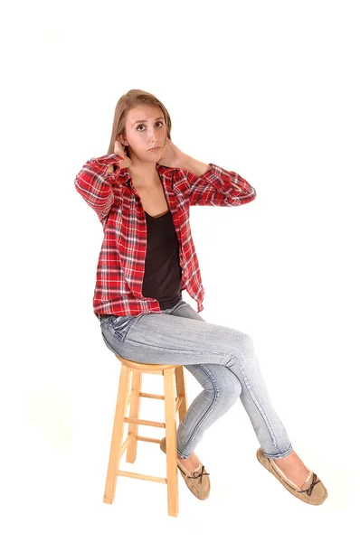Pretty girl sitting. — Stock Photo, Image