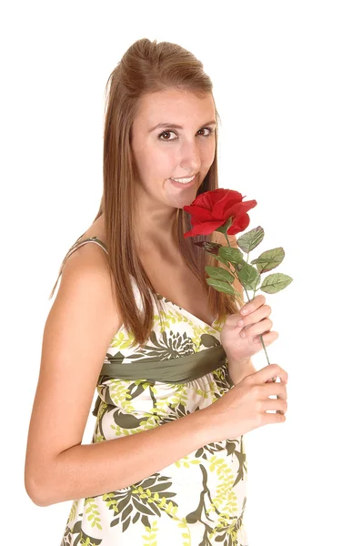 Dívka s růží. — Stock fotografie