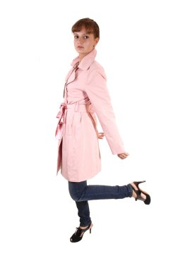 Girl in pink coat. clipart