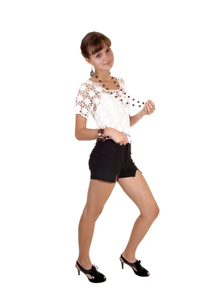 Meisje in korte broek en blouse. — Stockfoto