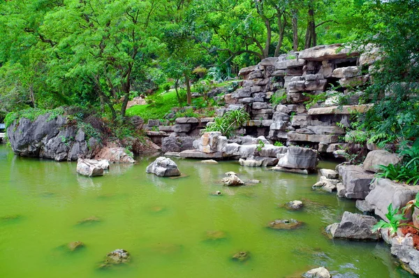 Зеленый японский пруд — стоковое фото
