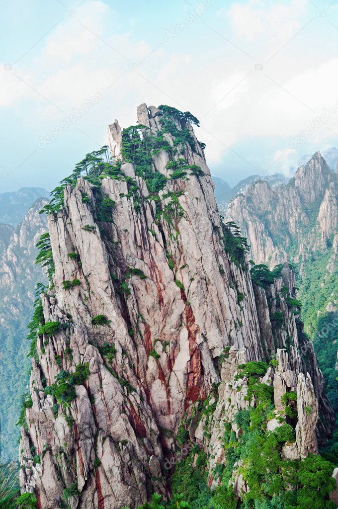 Huangshan peek in chinese mountains