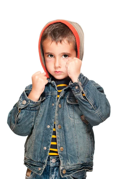 Portret van kleine jongen met zwart oog in de strijd tegen houding — Stockfoto