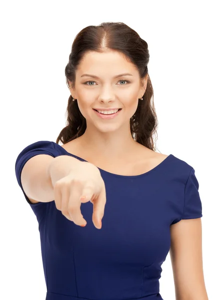 Empresária apontando o dedo — Fotografia de Stock
