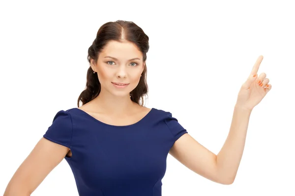 Kobieta wskazując palcem — Zdjęcie stockowe