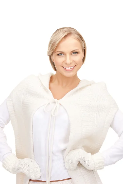 Hermosa mujer en suéter blanco —  Fotos de Stock