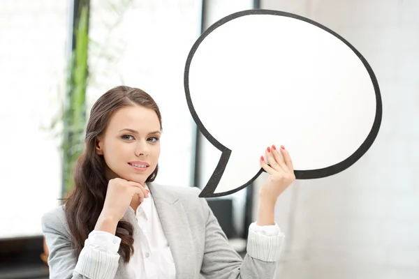 stock image Smiling businesswoman with blank text bubble
