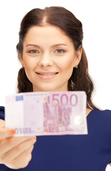 ユーロ現金お金と素敵な女性 — ストック写真