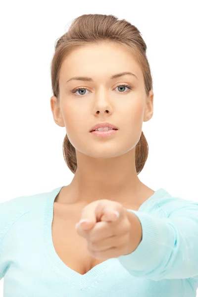 Businesswoman pointing her finger Royalty Free Stock Images