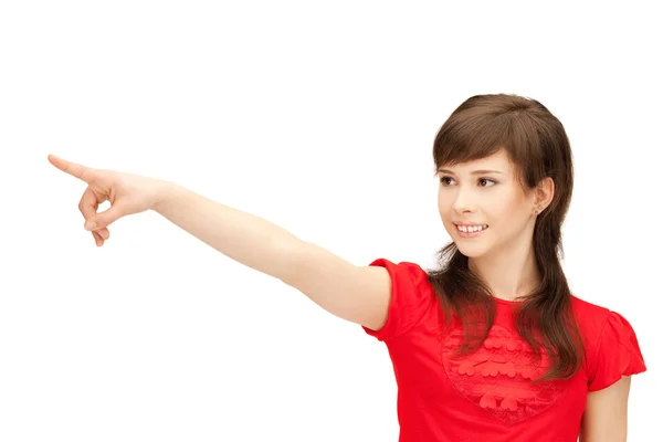 Adolescente apuntando con el dedo —  Fotos de Stock