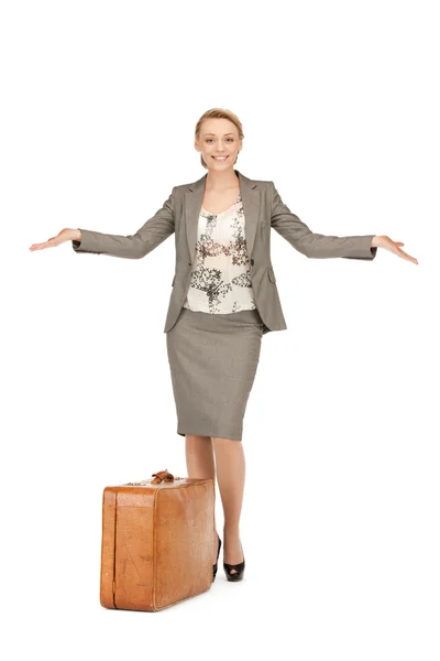 Lovely woman with suitcase — Stock Photo, Image