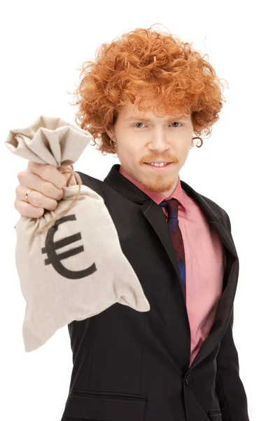 stock image Man with euro signed bag