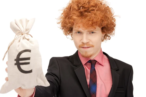 Man met euro ondertekend tas — Stockfoto