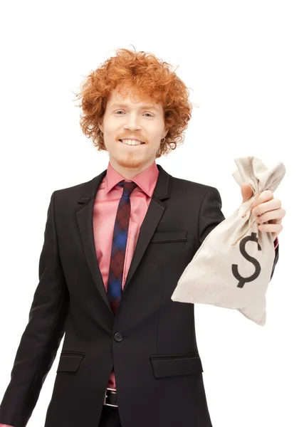 Mann mit Dollar signierter Tasche — Stockfoto