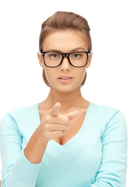 Businesswoman pointing her finger Stock Photo