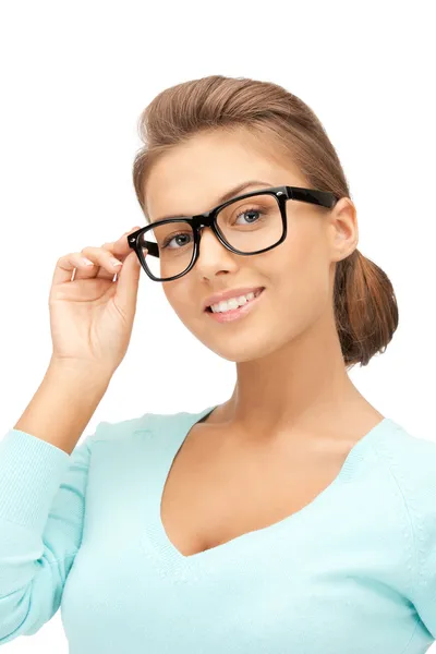 Härlig kvinna i glasögon — Stockfoto
