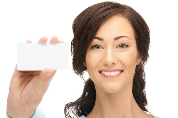 Woman with business card Stock Photo