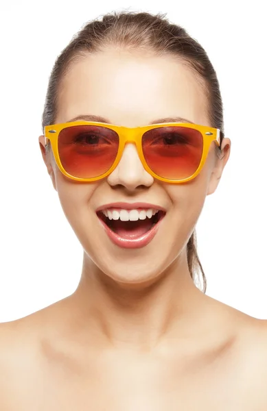 Happy screaming teenage girl in shades — Stock Photo, Image