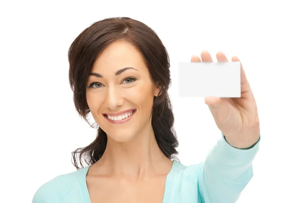 Woman with business card Royalty Free Stock Photos