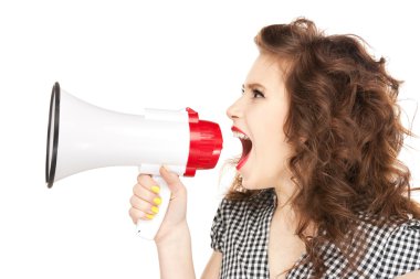 Woman with megaphone clipart
