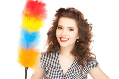 Beautiful woman with cleaning sweep clipart