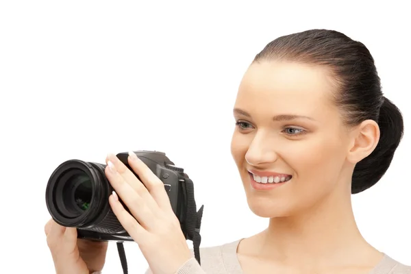 Εφηβικό κορίτσι με ψηφιακή φωτογραφική μηχανή — Φωτογραφία Αρχείου