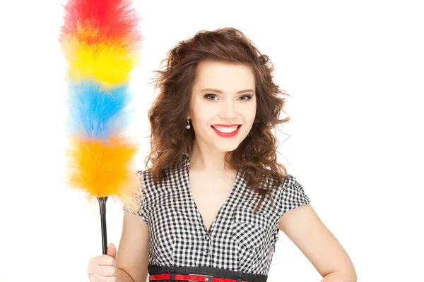 Bella donna con pulizia sweep — Foto Stock