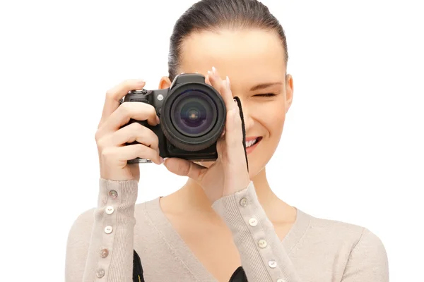 Adolescente com câmera digital — Fotografia de Stock