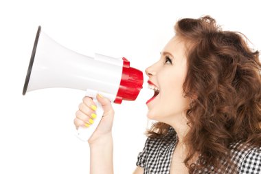 Woman with megaphone clipart