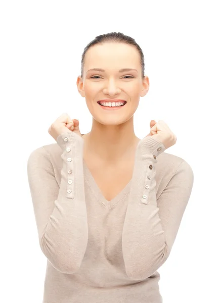 Woman with expression of tryumph — Stock Photo, Image