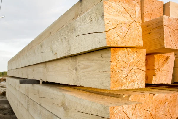 stock image Wooden beams in stacks