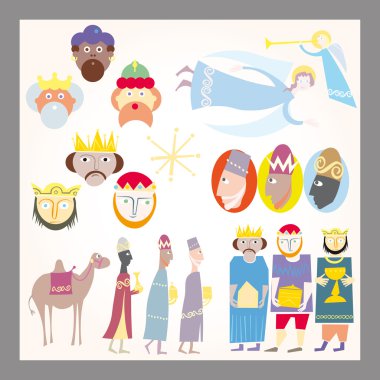 Three Wise men Christmas set vector clipart