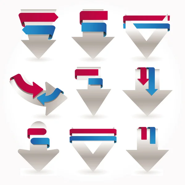 Stickers et bannières flèches ensemble — Image vectorielle