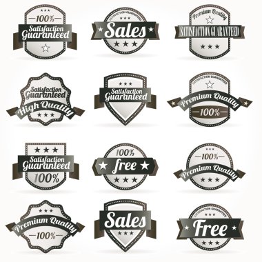 Premium Quality 100% Sales Free Labels with retro design clipart