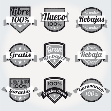 Premium Quality 100% Sales Free Labels with retro design clipart