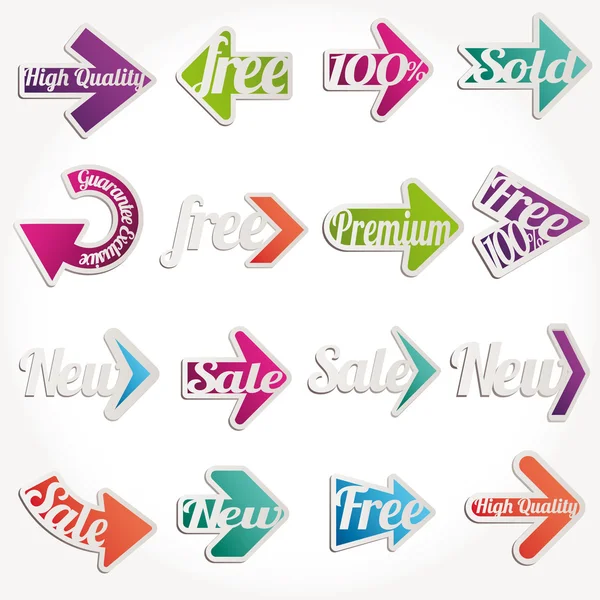 Collection arrows of sale labels stickers and banners — Stock Vector