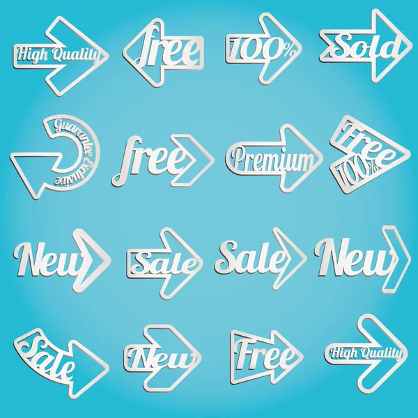 Collection arrows of sale labels stickers and banners — Stock Vector