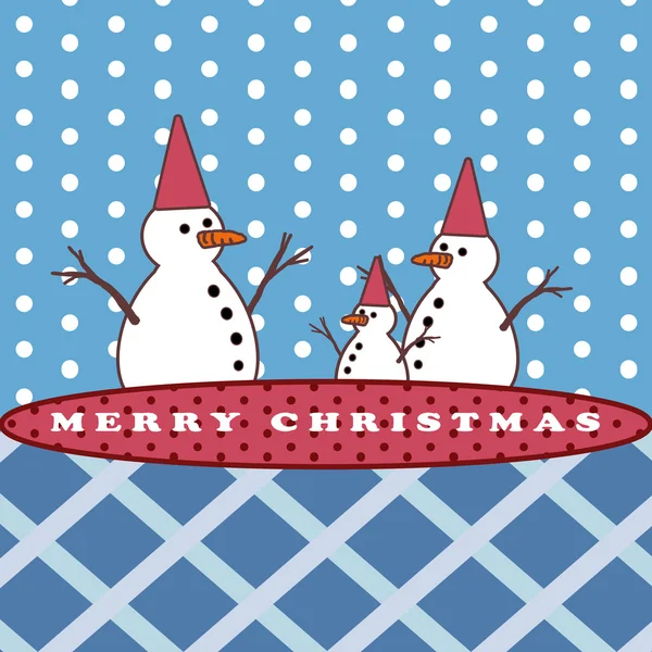 雪だるまの家族、クリスマスのグリーティング カードの背景 — ストック写真