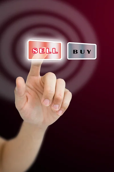 Hand choose sell button with wave effect — Stock Photo, Image