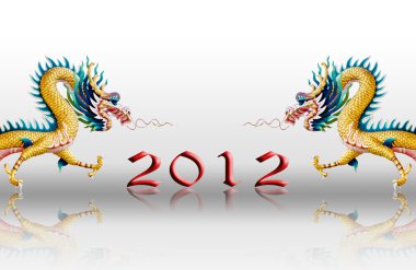 Dragon walking with 2012 on white background clipart