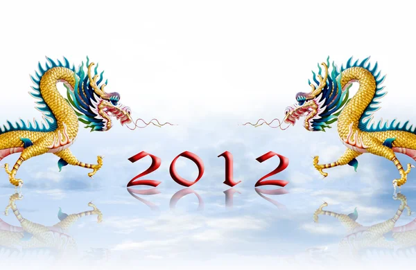 Dragon walking con 2012 anno numero su sfondo smalto — Foto Stock