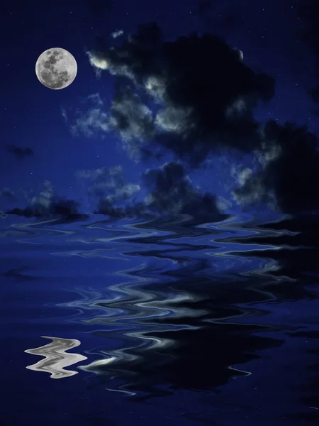 满月反射在海 — 图库照片