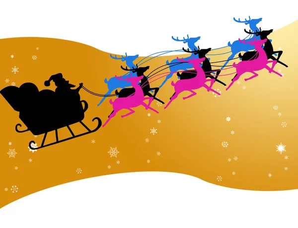 Santa Claus in his sleigh with snow — Stock Photo, Image